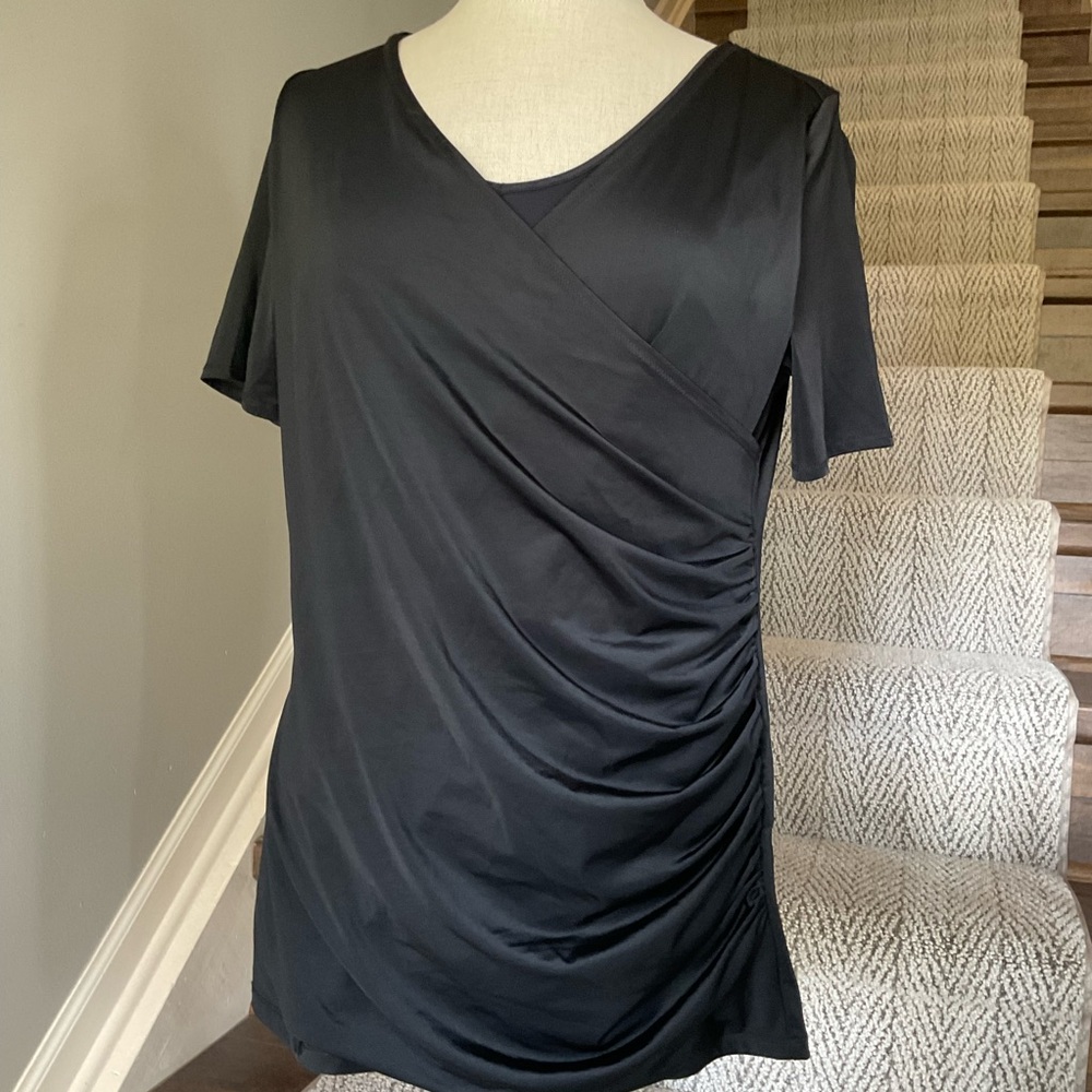 Lysse Black Perfect  Performance Wear Black Ruched Shirt